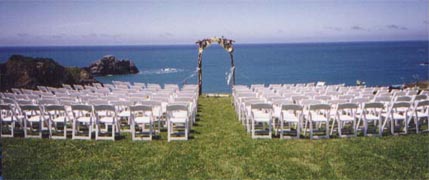 chairs set up at the ocean